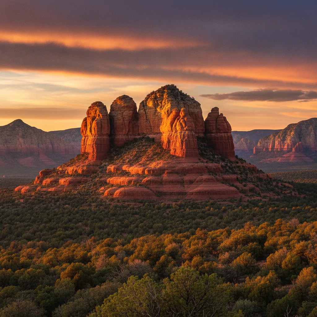 Скала Шаманка на закате