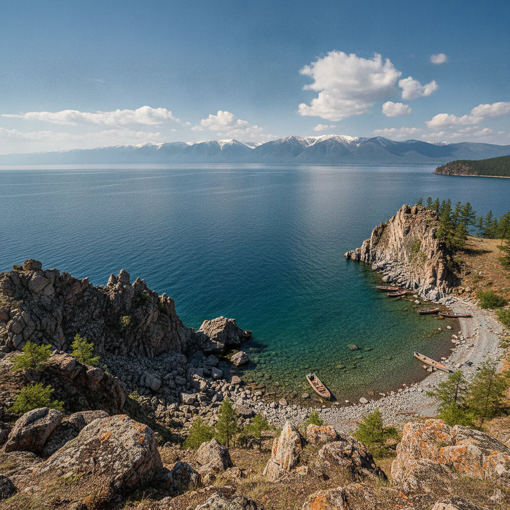 Вид на озеро Байкал с берега