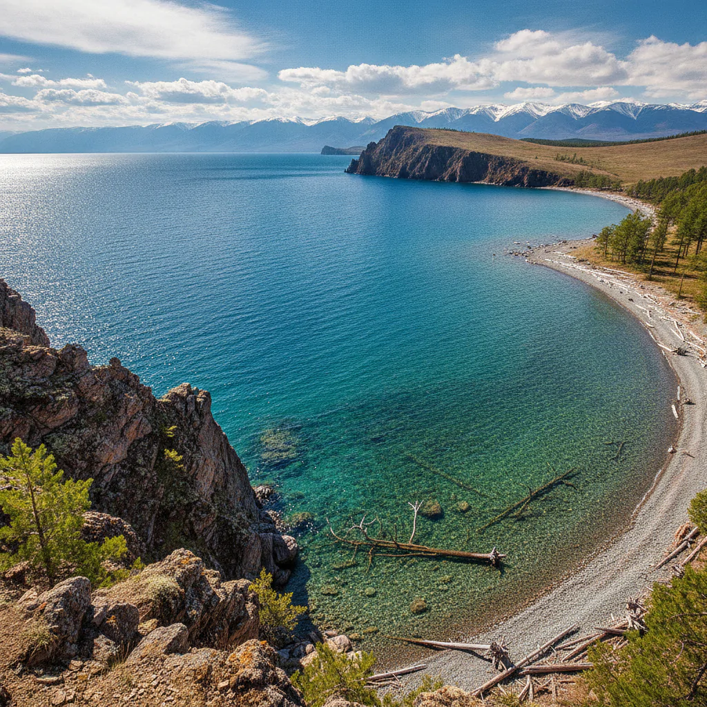 Живописный Байкал в лучах солнца